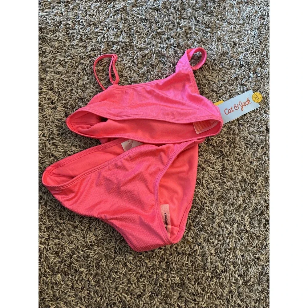 Cat & Jack Pink Swim Set Size L (10/12) Bikini Girls Kids